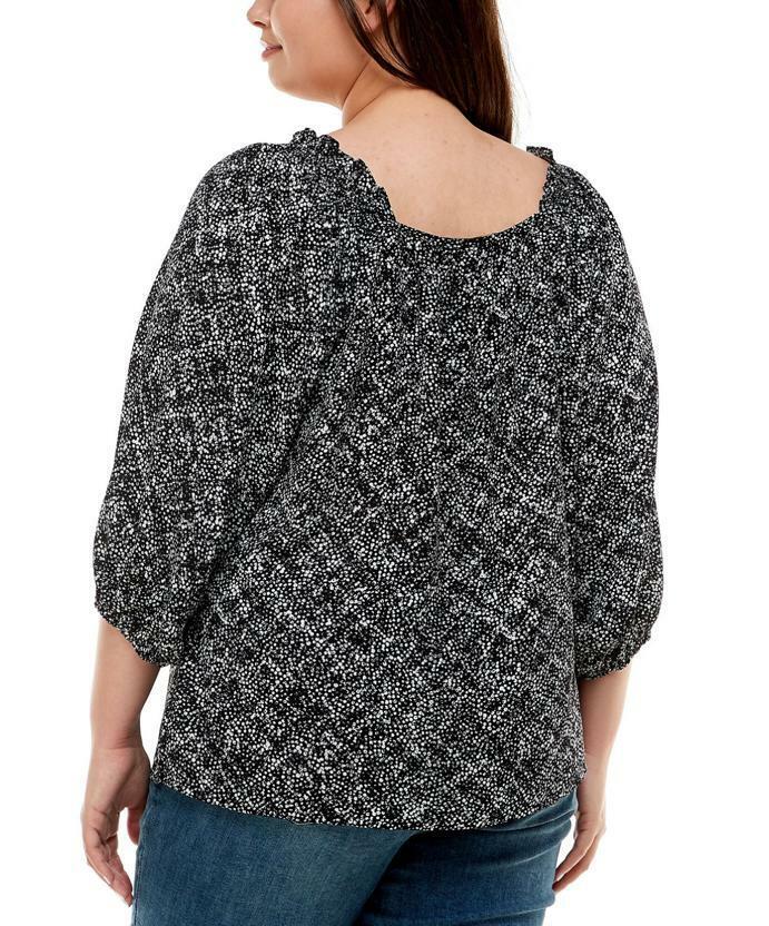 Women's Plus Size 3/4 Sleeve Blouse with Smocked Shoulder