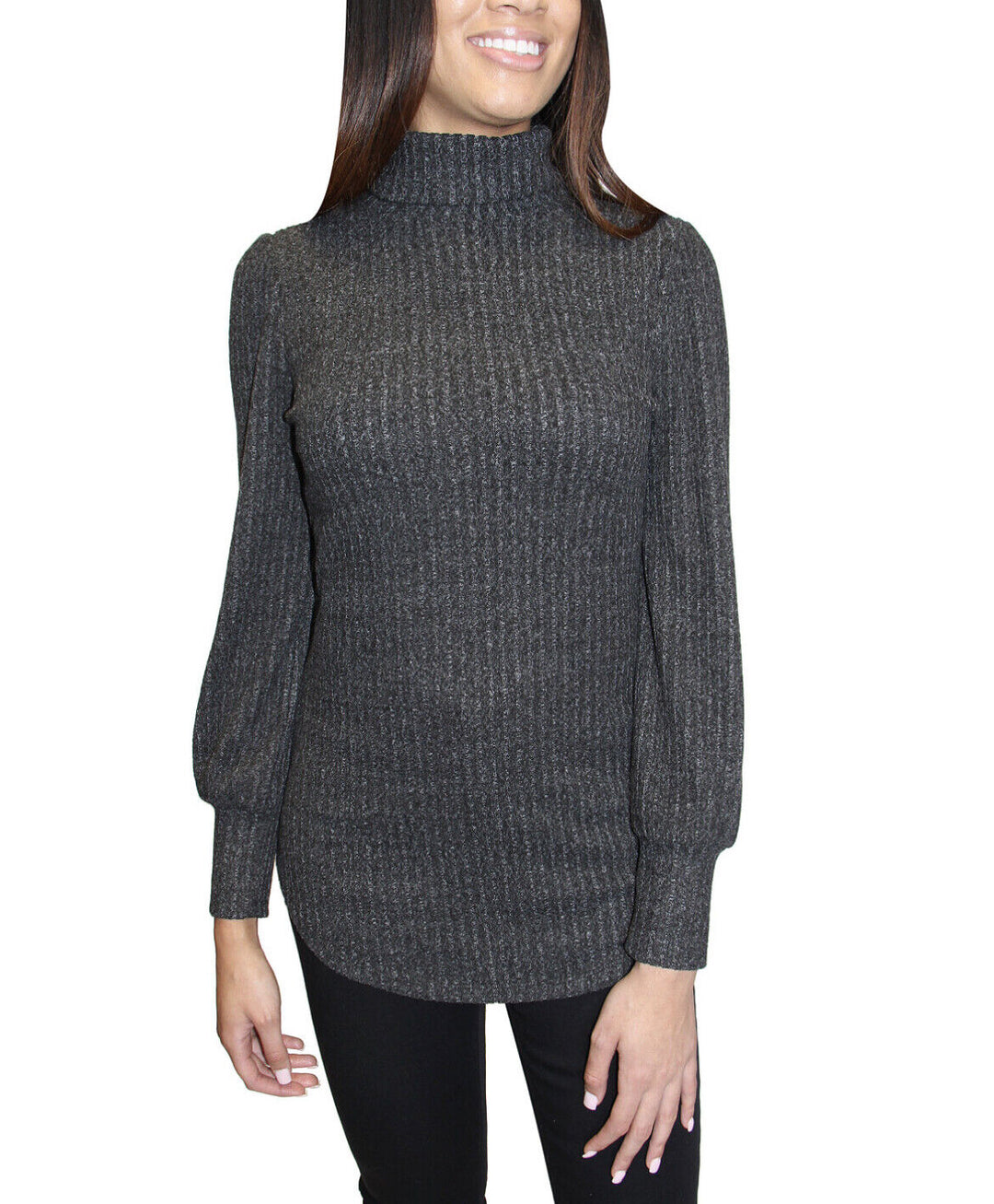 Juniors Balloon-Sleeve Turtleneck Top