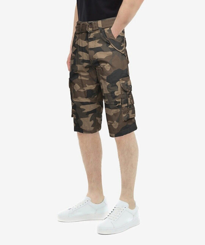 Men's Belted Double Pocket Cargo Shorts