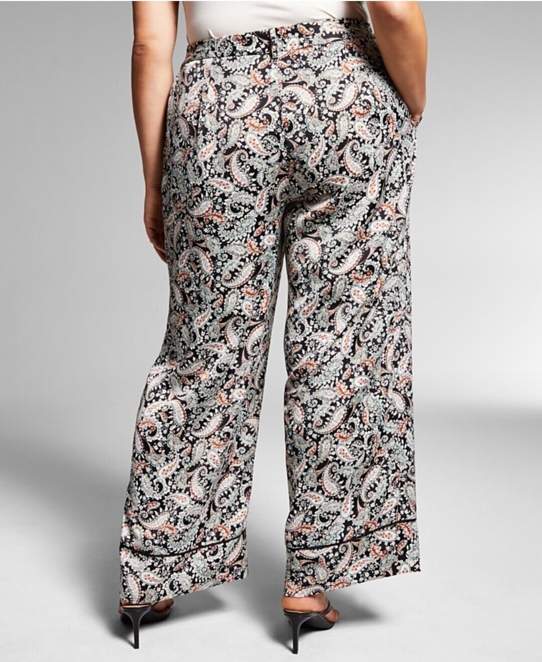 INC International Concepts Women's Plus Size Paisley Pull-On Pants Pockets