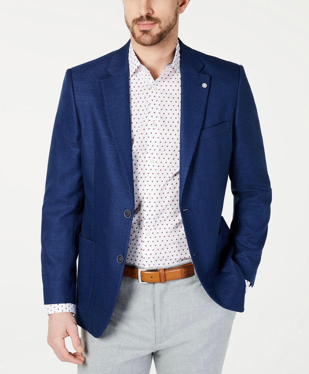 Nautica Men's Modern-Fit Active Stretch Solid Sport Coat Jensen Blue Size 38S