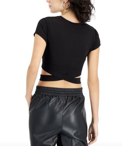 Juniors' Cropped Crossover-Hem Top