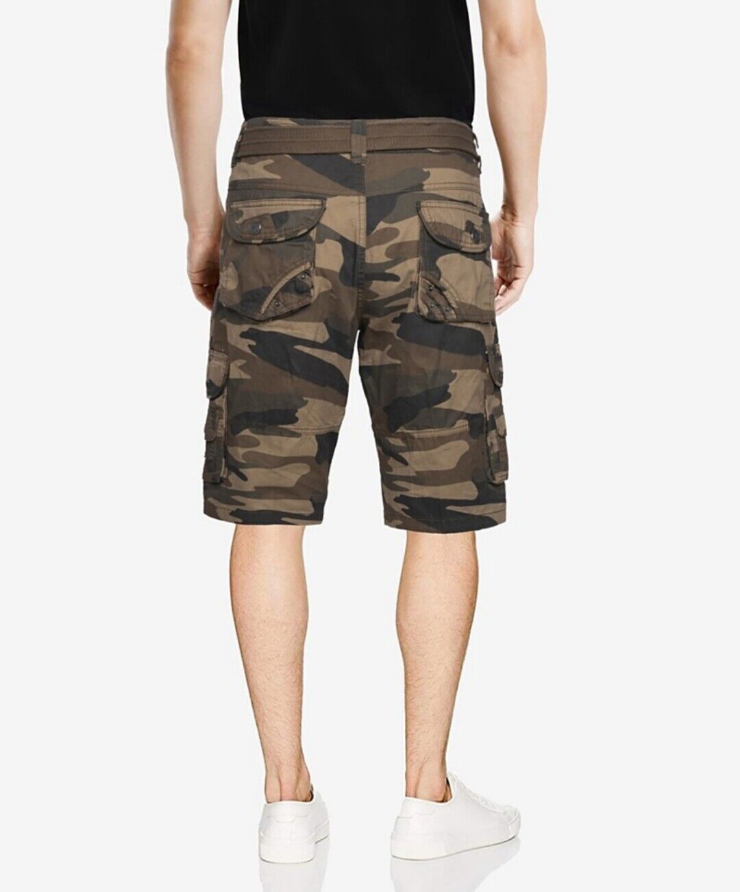 Men's Belted Double Pocket Cargo Shorts