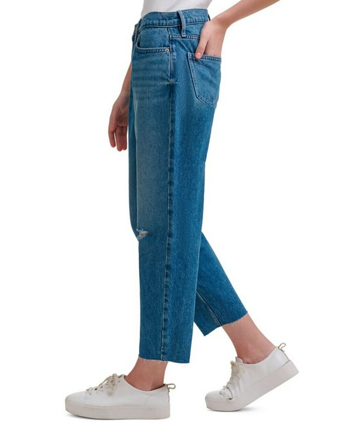 Juniors' High-Rise Mom-Fit Cotton Ankle Jeans