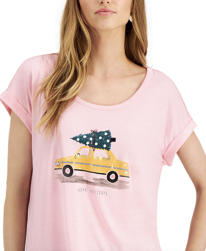 Women's Petite Holiday Graphic Scoop Neck T-Shirt