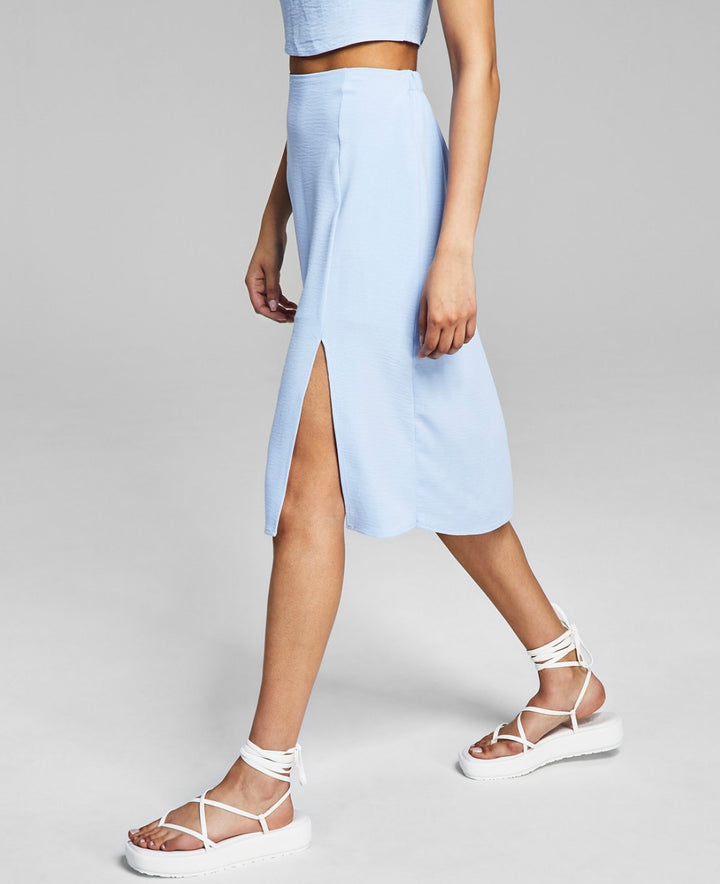 And Now This Women's Side-Slit Midi Skirt Chambray Size L