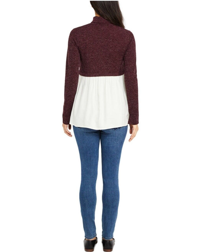 Motherhood Maternity Women's Layered-Look Hacci Maternity Top