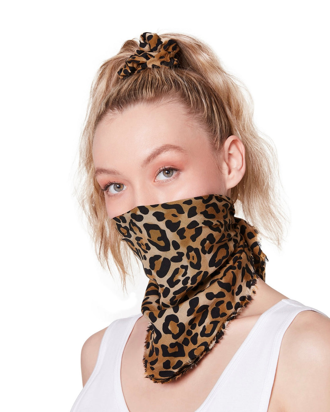 Steve Madden Women's Cotton Leopard-Print Bandana & Scrunchie Set