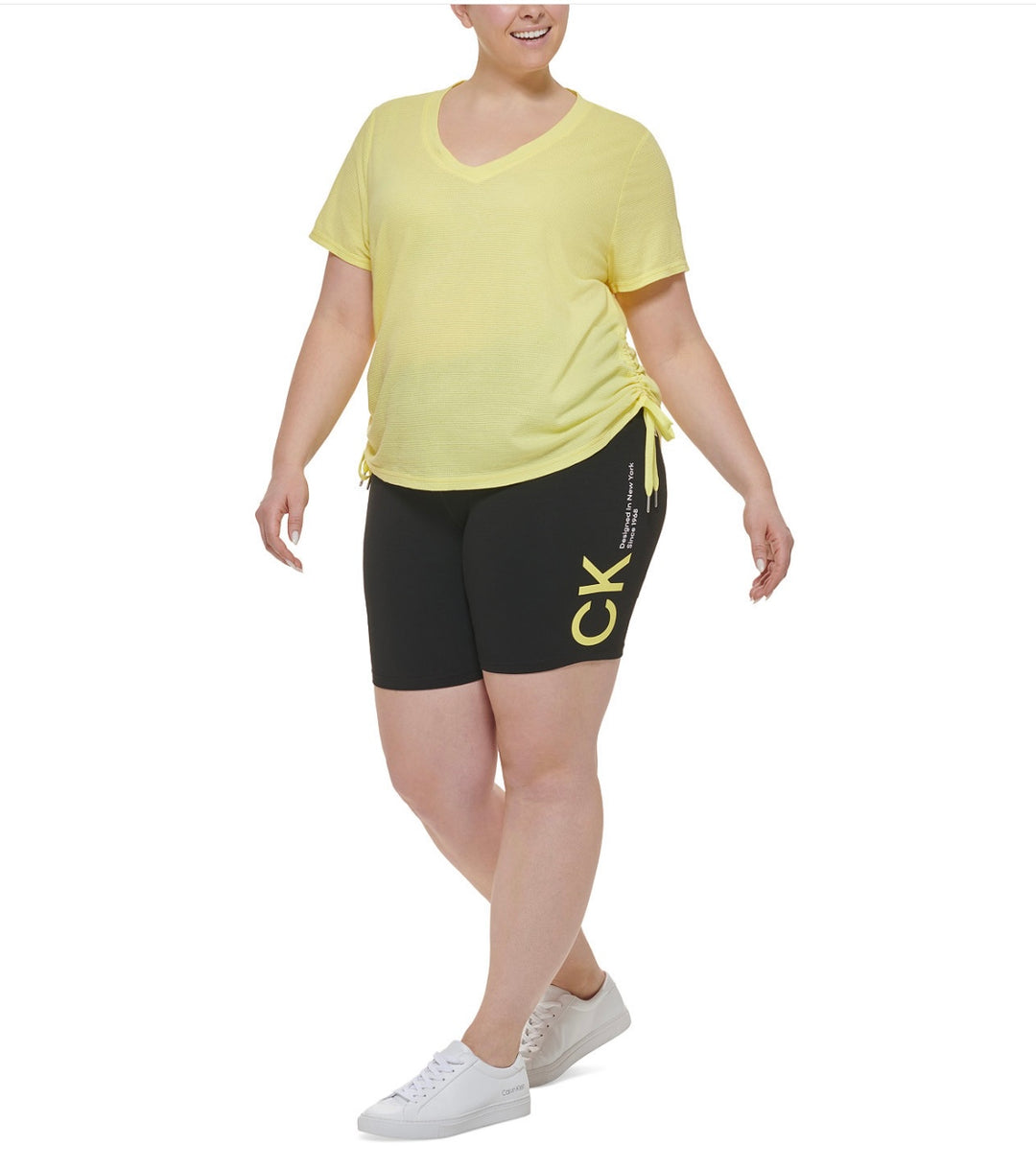 Calvin Klein Performance Women's Textured Side Ruched T-Shirt Plus Size 3X