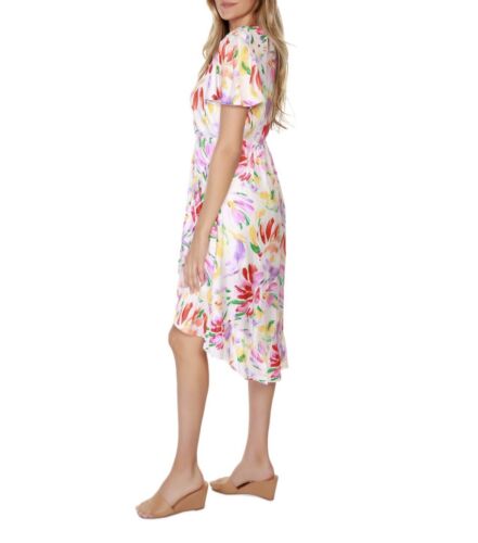 Belldini Women's Floral Print Ruffled High Low Dress