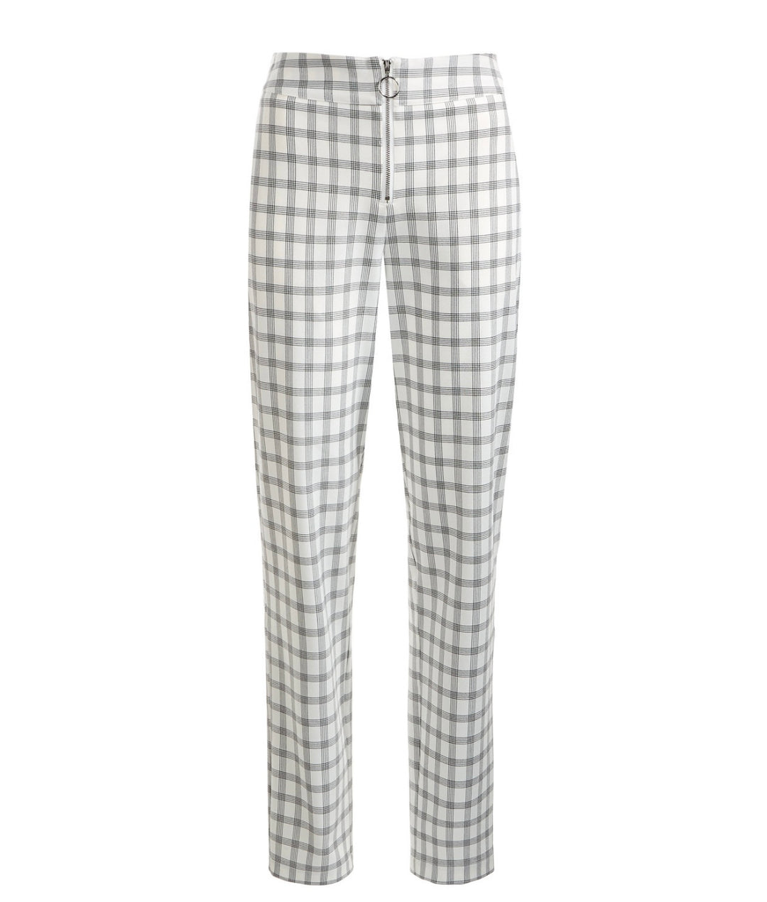 Danielle Bernstein Women's Zip-Up Plaid Dress Pants Ivory Plaid