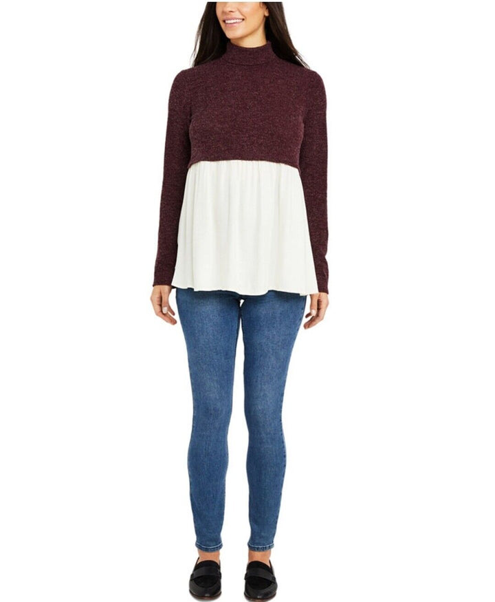 Motherhood Maternity Women's Layered-Look Hacci Maternity Top