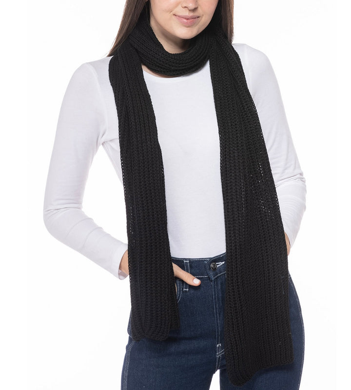 Women's Solid Ribbed Muffler Scarf