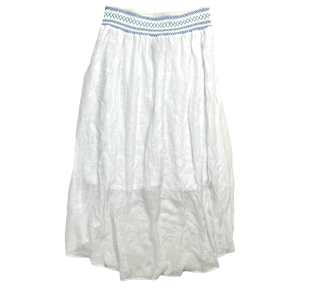 Zac & Rachel Women's Elastic Waist High Low Skirt White Plus Size 1X