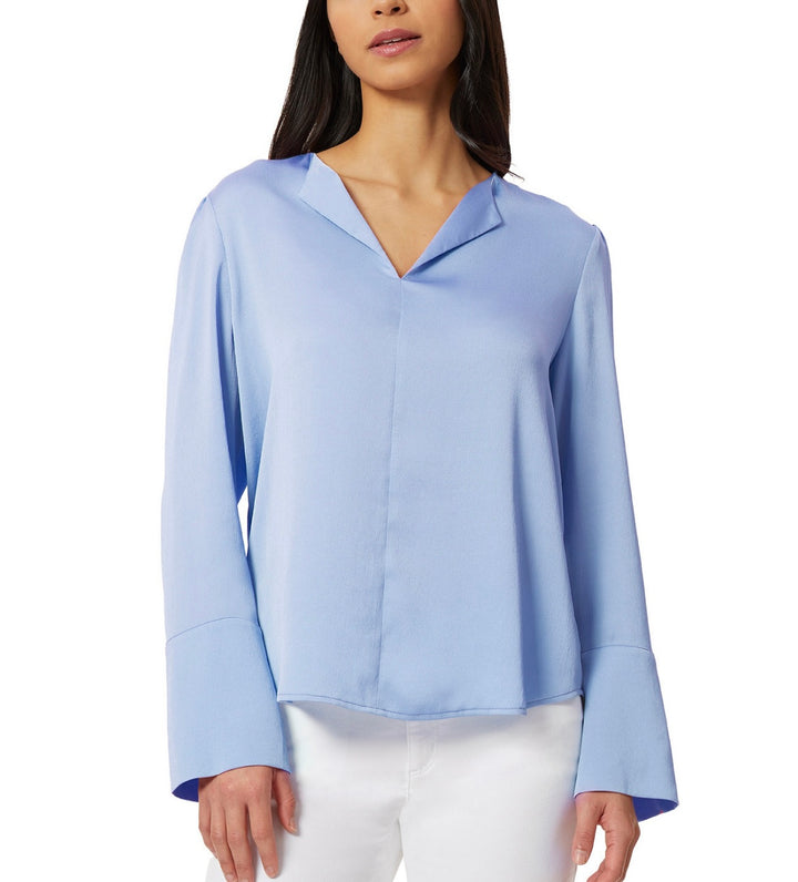 Jones New York Women's Long Cuffs Simplified V-Neck Blouse Top Size M