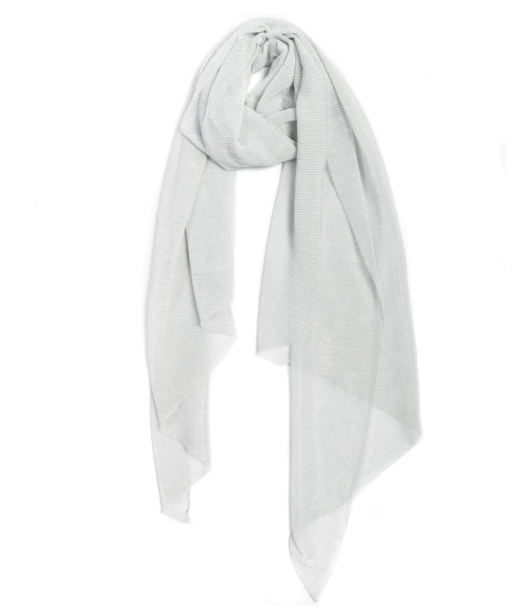 INC International Concepts Women's Scarf Wrap Pleated Metallic Silver