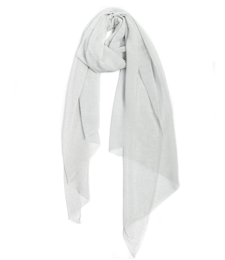 INC International Concepts Women's Scarf Wrap Pleated Metallic Silver