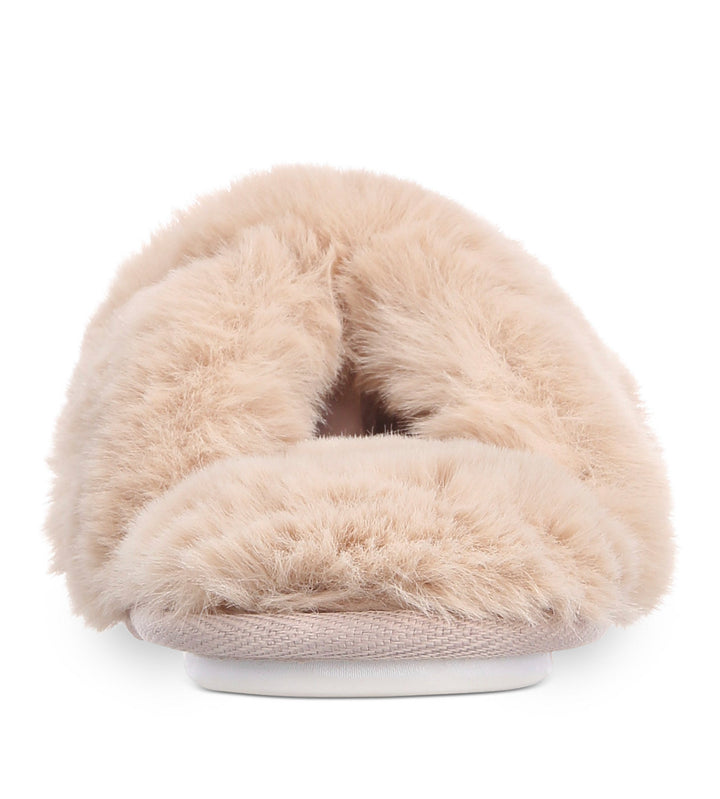 Jenni Women's Crisscross Faux Fur Slide Boxed Slippers