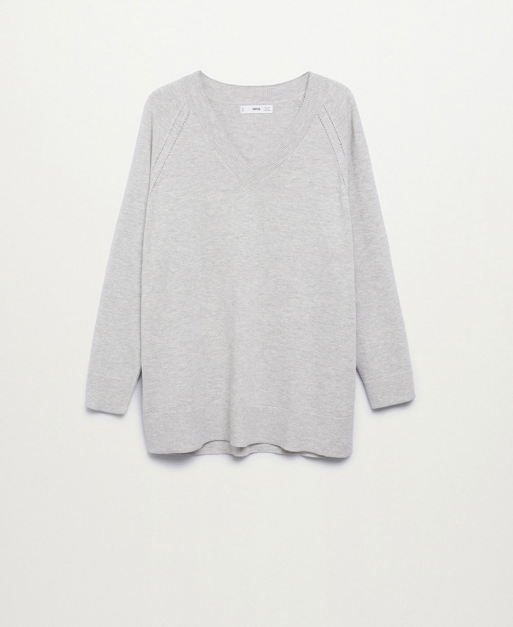 Mango Women's Oversize Knit Sweater Light Heather Gray Size L