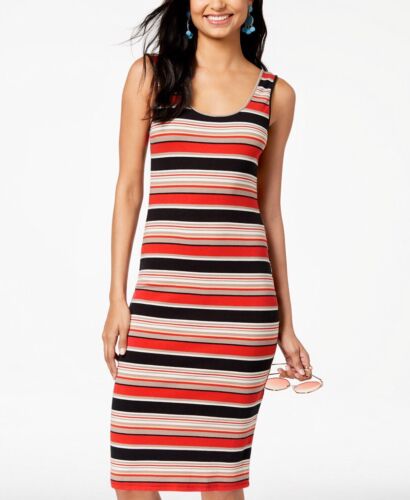 Junior's Striped Sleeveless Bodycon Dress