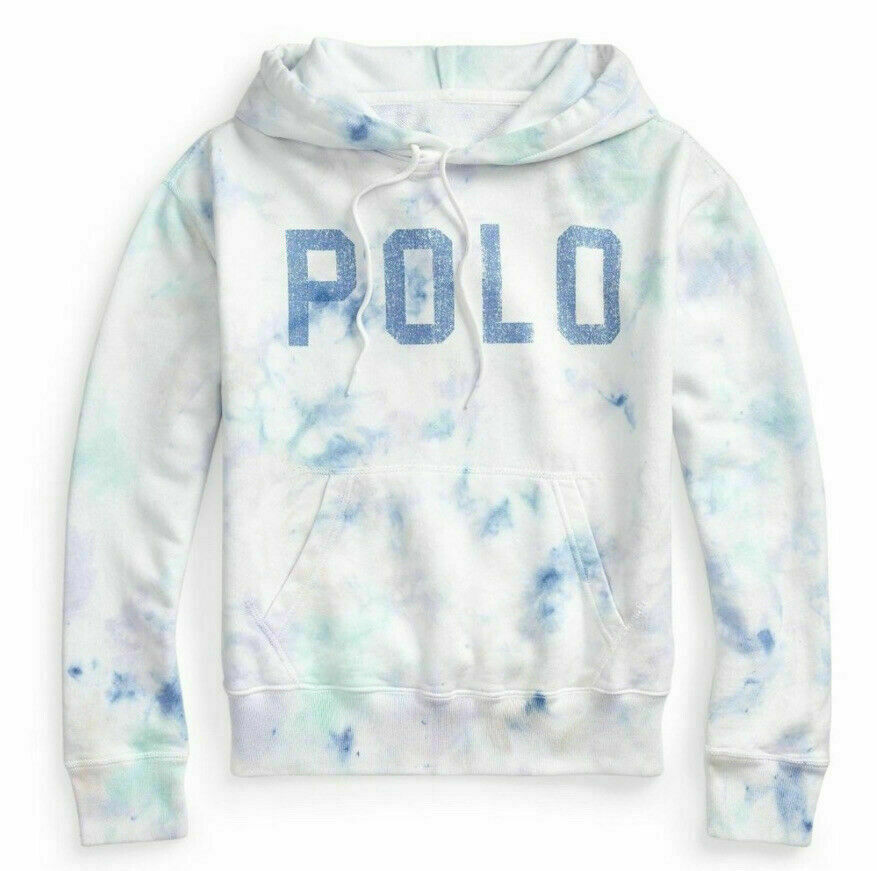 Polo Ralph Lauren Women's Pastel Paint Hand Detailed Tie Dye Hoodie Pockets