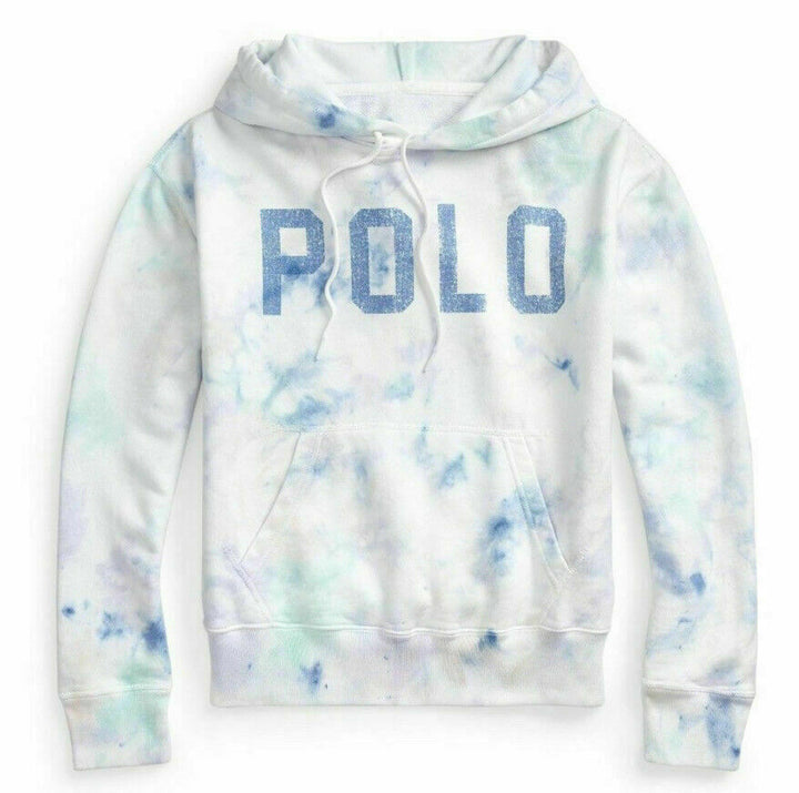 Polo Ralph Lauren Women's Pastel Paint Hand Detailed Tie Dye Hoodie Pockets