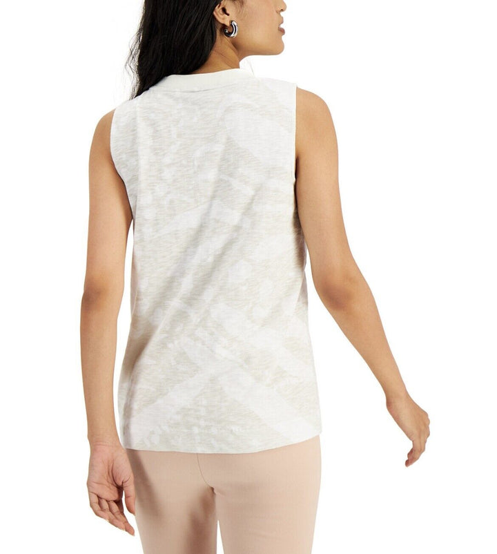 Alfani Women's Petite Printed High-Neck Knit Top Sleeveless