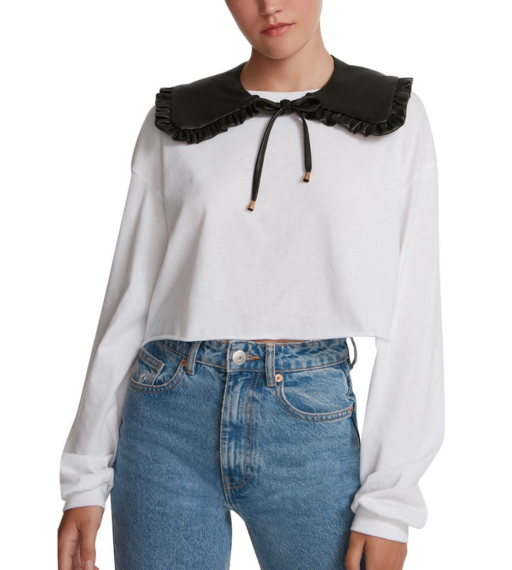 Steve Madden Women's Ruffle-Trim Faux Leather Collar Tiered