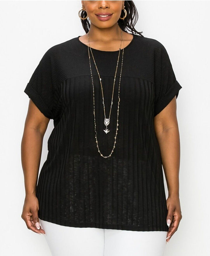 Women's Plus Size Contrast Yoke Dolman Top