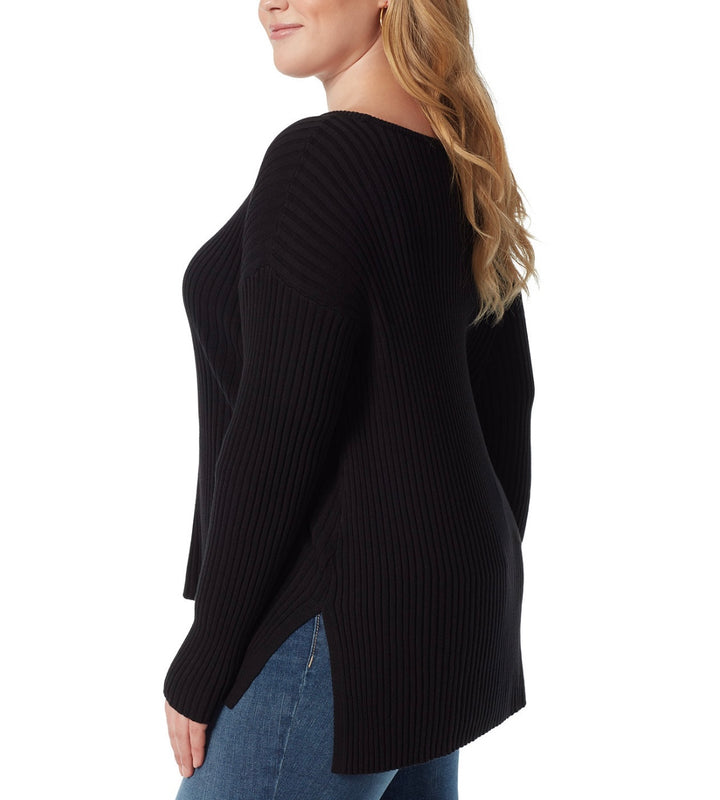 Jessica Simpson Women's Trendy Arlette Ribbed Sweater Black Plus Size 2X