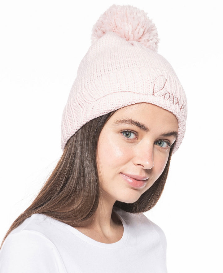 Jenni Women's Embroidered Pom Beanie Winter Hat