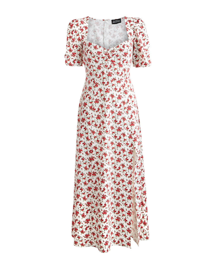Danielle Bernstein Women's Puff Sleeves Slip Dress White Floral