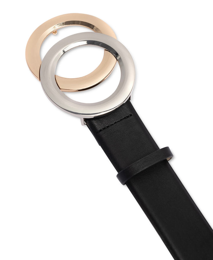 INC International Concepts Double-Circle Buckle Belt Black Size S