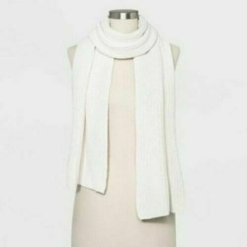 Women's Shaker Stitch Knit Scarf Cream Recycled One Size