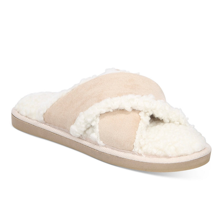 Alfani Women's Crossband Faux Suede & Sherpa Slipper Toffee Latte