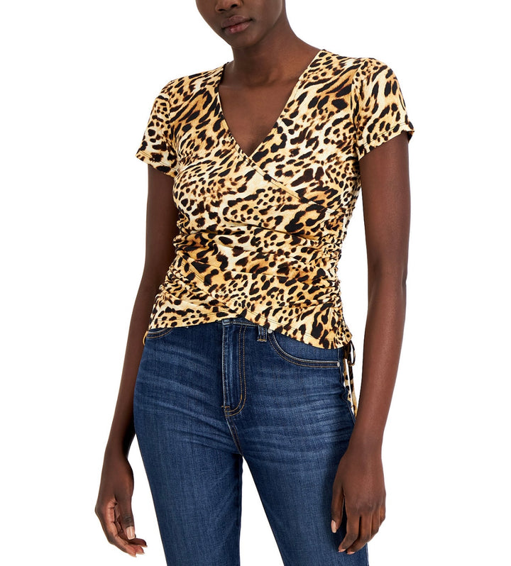 Inc International Concepts Women's Faux-Wrap Top Caterina Cheeta Size S
