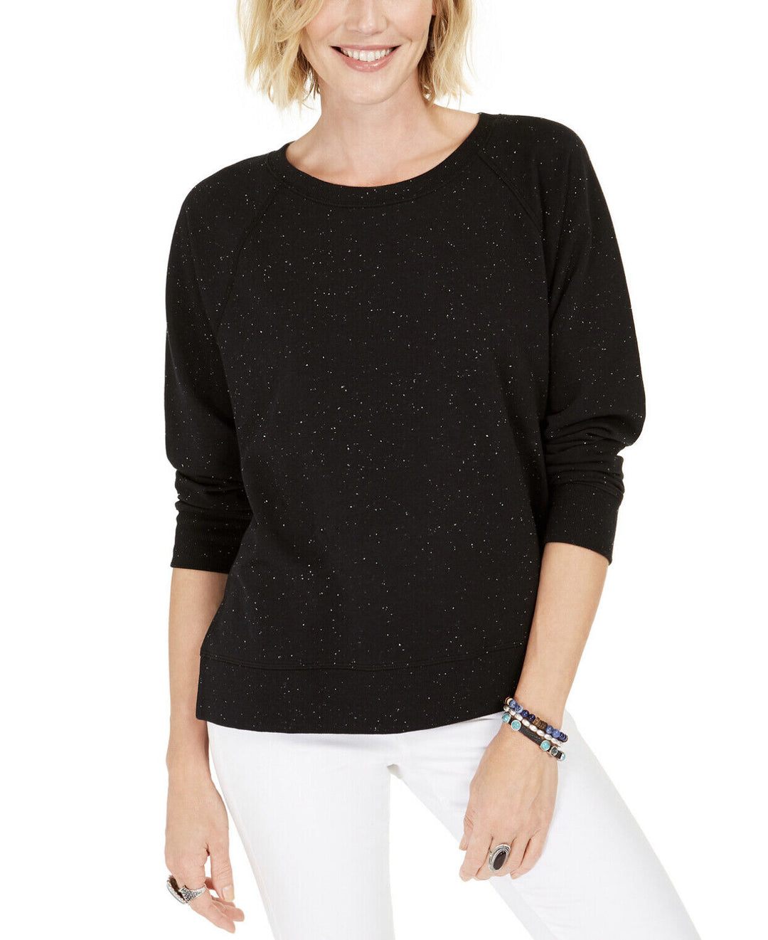 Women's Round Neck Speckled Sweatshirt