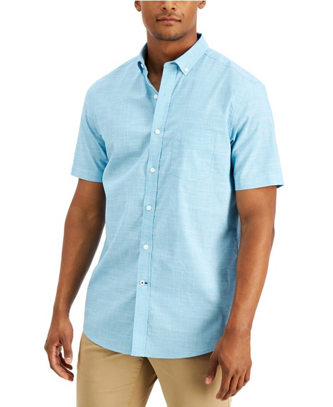 Men Shirt Button-Front Chest-Pocket