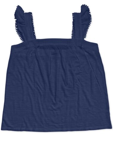 Women's Plus Size Ruffle Trim Tank Sky Dream Top
