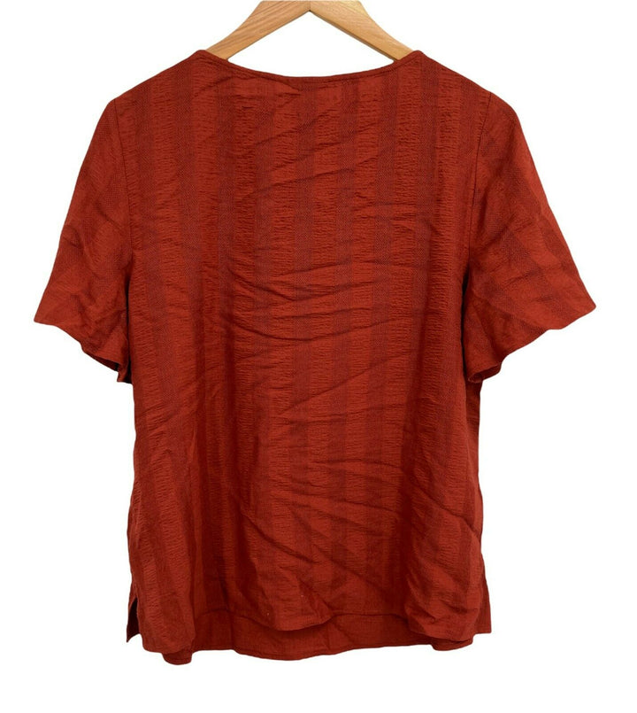 JM Collection Women's Blouse Top Short Sleeve Fireside Tropic Size L