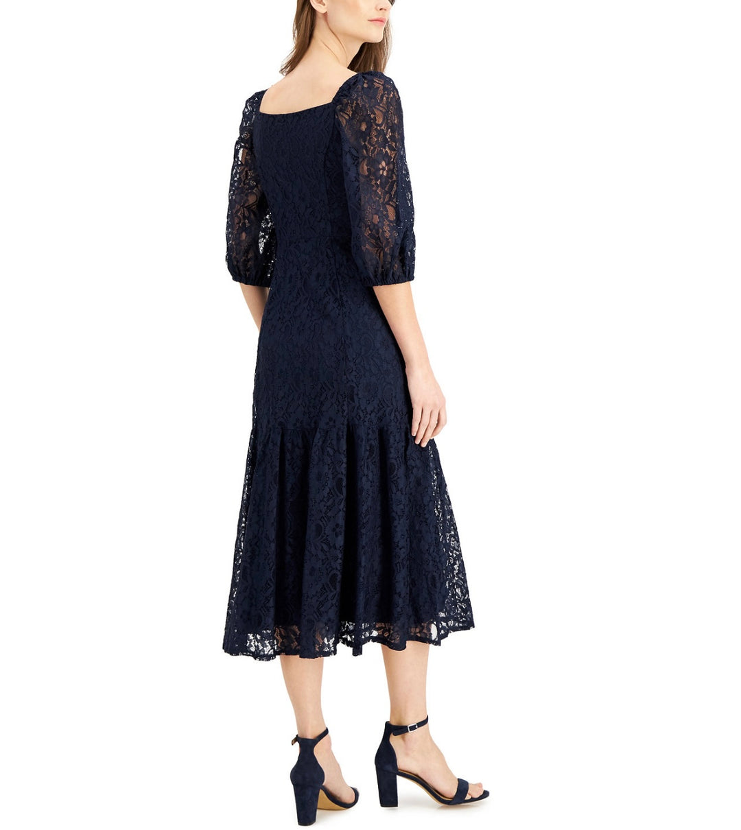 Taylor Women's 3/4 Sleeve V-Neck Lace A-Line Dress