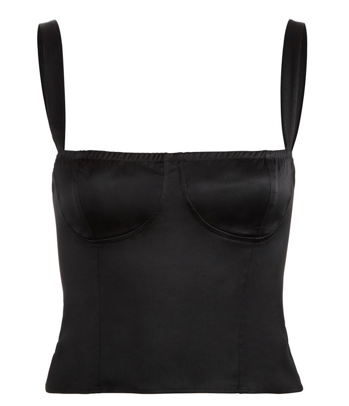 Danielle Bernstein Women's Sleeveless Square Neck Crop Top Black
