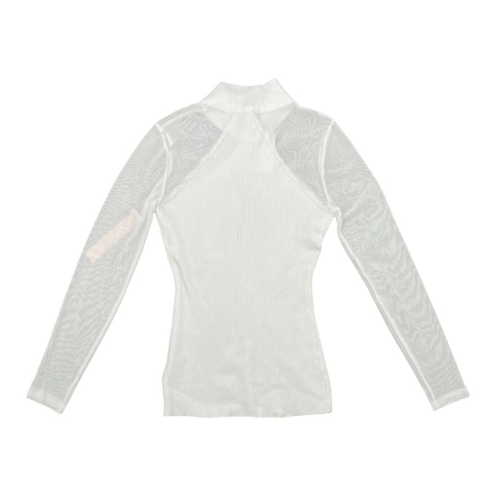 Juniors Long Sleeve Sweater Ivory Mock Neck Top