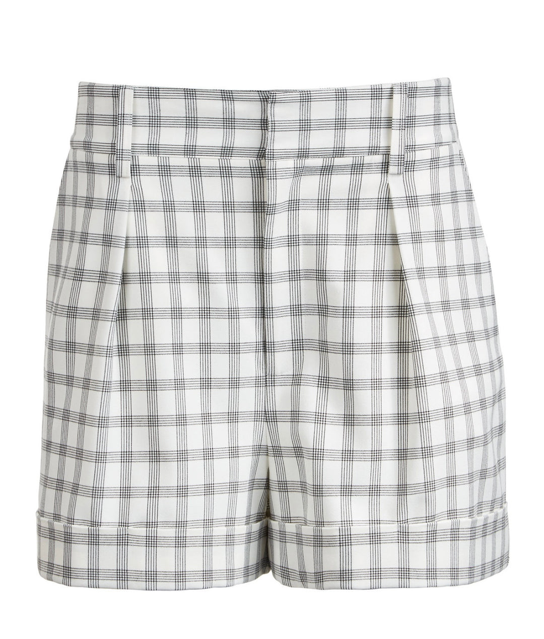 Danielle Bernstein Women's Pockets Pleated Plaid Shorts Ivory