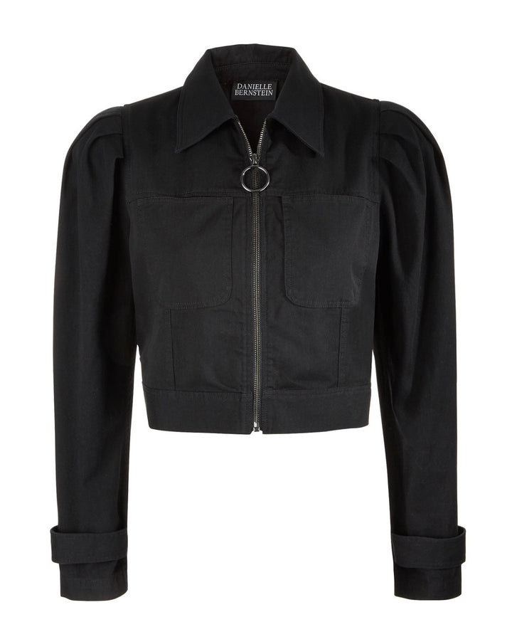 Danielle Bernstein Women's Long Sleeve Cold Weather Crop Jacket Black