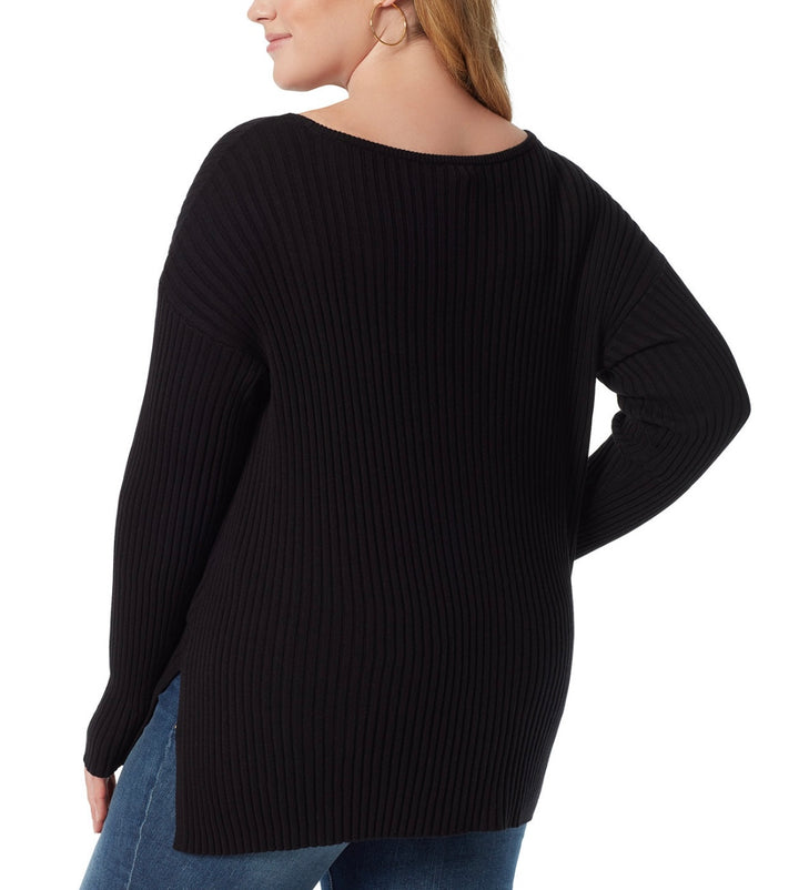 Jessica Simpson Women's Trendy Arlette Ribbed Sweater Black Plus Size 2X