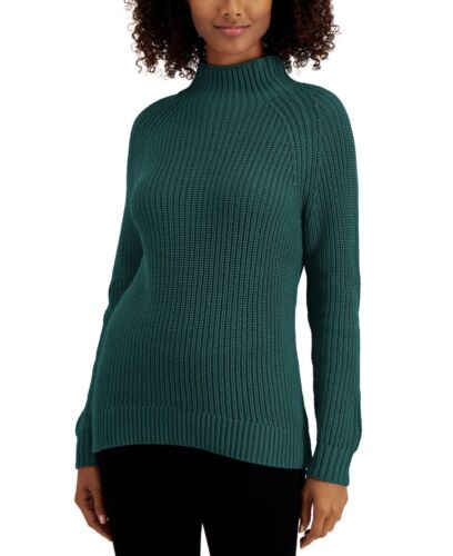 Women's Petite Cotton Funnel-Neck Sweater Long Sleeve PL