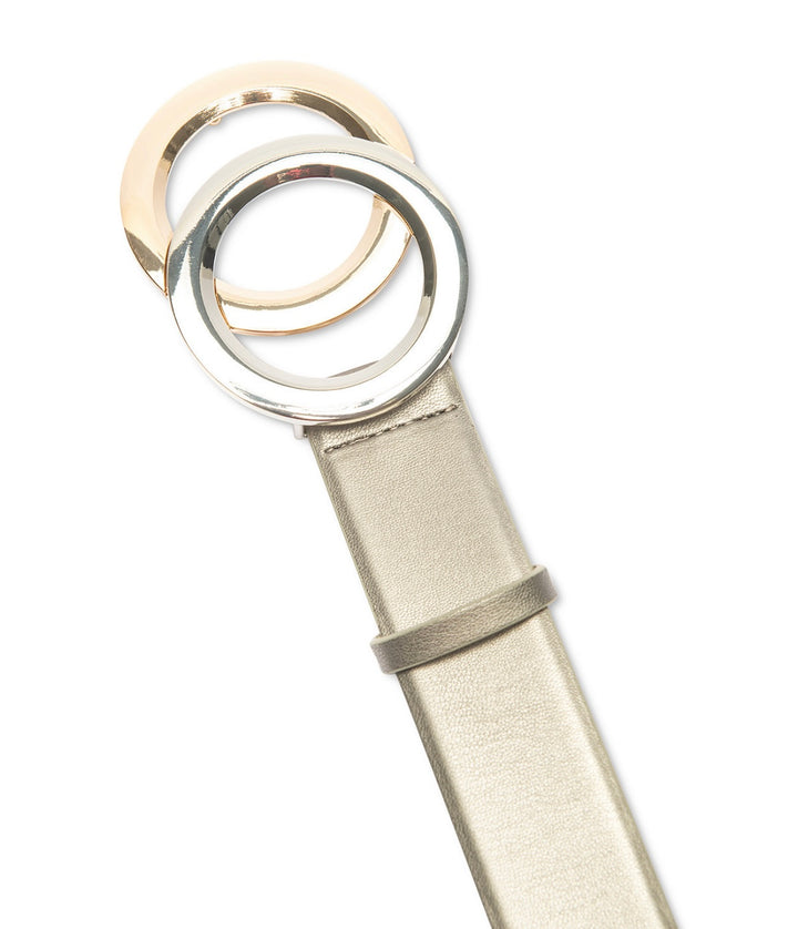 INC International Concepts Double-Circle Buckle Belt Pewter Gold and Silver Tone