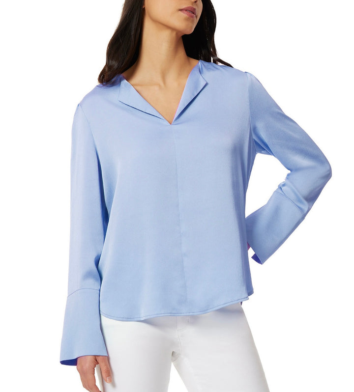 Jones New York Women's Long Cuffs Simplified V-Neck Blouse Top Size M