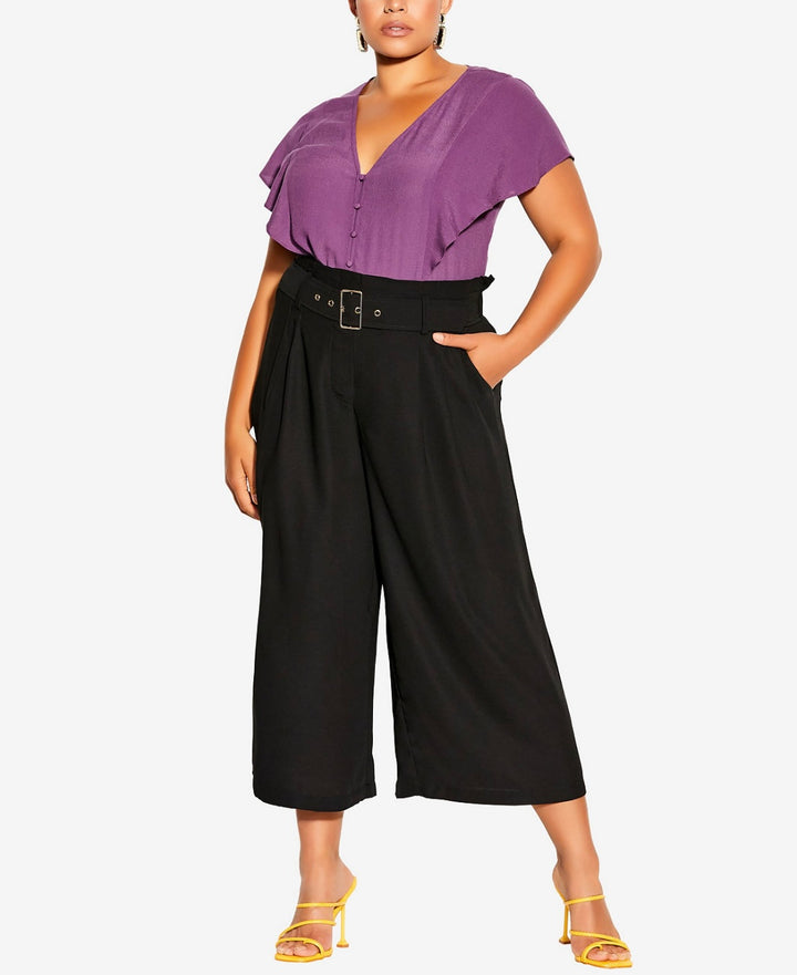 City Chic Women's Trendy Plus Size Easy Crop High Waist Pants Black Size L/20